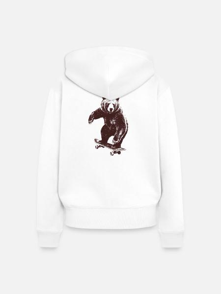 Skating Bär - Frauen Premium Bio Zip Hoodie - Weiß