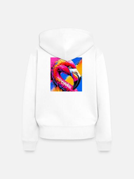 Flamingo - Frauen Premium Bio Zip Hoodie - Weiß