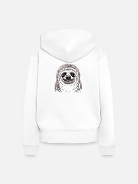 Faultier - Frauen Premium Bio Zip Hoodie - Weiß