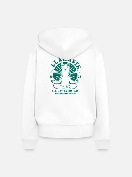 No Prob Llama Just Chill - Frauen Premium Bio Zip Hoodie - Weiß