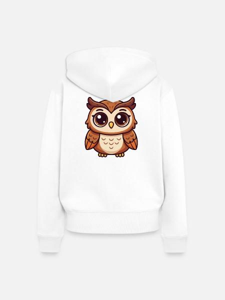 Verspielte Eule - Frauen Premium Bio Zip Hoodie - Weiß