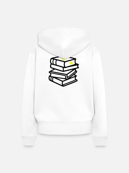 Bücherstapel Stern Fantasy Lesen Buchclub - Frauen Premium Bio Zip Hoodie - Weiß