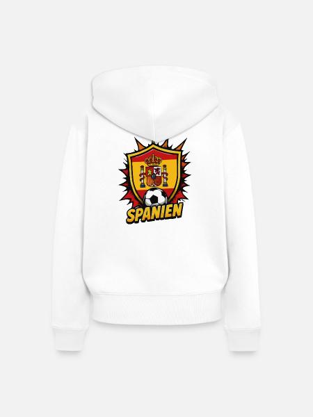 Spanien Fußball Wappen Ball - Frauen Premium Bio Zip Hoodie - Weiß