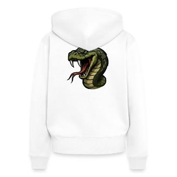 Caricature de Cobra Head - Sweat à capuche zippé Premium bio Femme - blanc - Dos - AI Model Female 172 light (172cm)