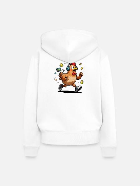 Freilandspieler-Hahn - Frauen Premium Bio Zip Hoodie - Weiß