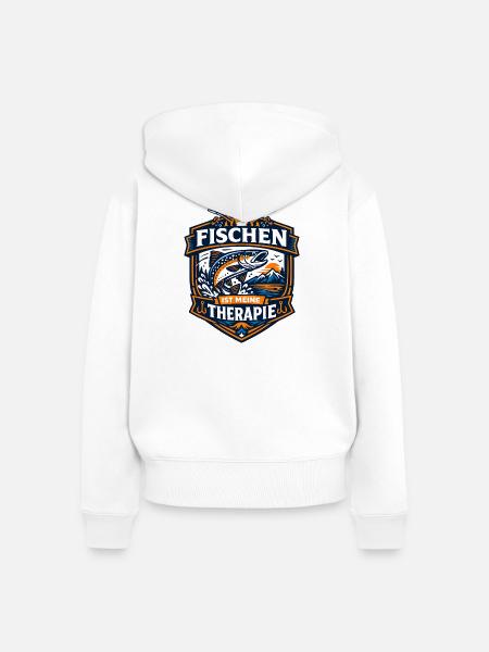 Fischen ist meine Therapie - Frauen Premium Bio Zip Hoodie - Weiß
