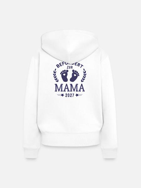 Befördert zur Mama 2027 Frischgebackene Mutter - Frauen Premium Bio Zip Hoodie - Weiß