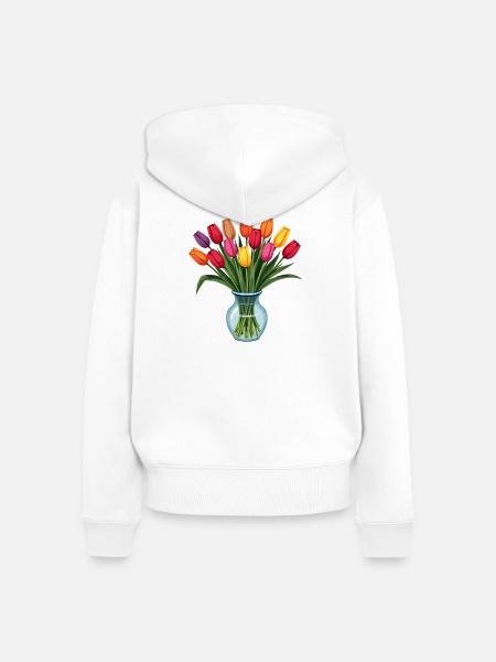 Tulpen - Frauen Premium Bio Zip Hoodie - Weiß