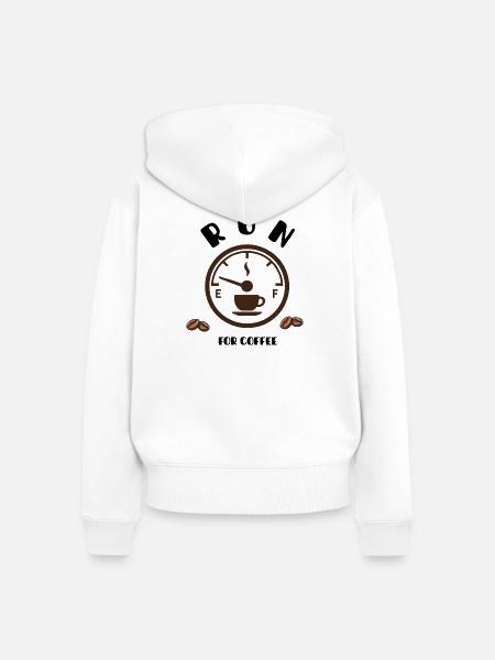 Kaffeezeiger Zifferblatt Design - Frauen Premium Bio Zip Hoodie - Weiß