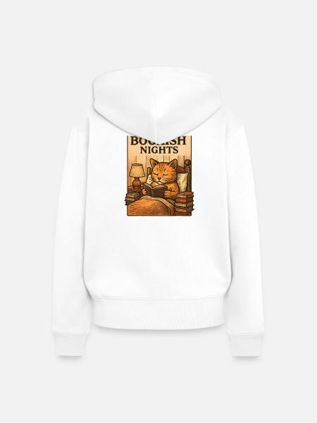 Buchige Katzennächte im Bett - Frauen Premium Bio Zip Hoodie - Weiß