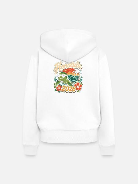 Honolulu 2026 Schildkröte - Frauen Premium Bio Zip Hoodie - Weiß