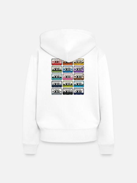 Retro Audio Kassettensammlung - Frauen Premium Bio Zip Hoodie - Weiß