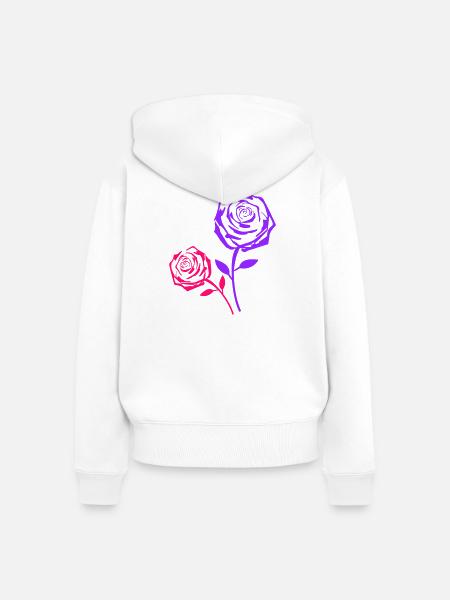 Rosenduo Neon Pink Purple - Frauen Premium Bio Zip Hoodie - Weiß