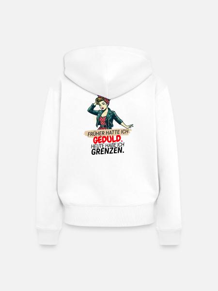 Früher hatte ich Geduld - Frauen Premium Bio Zip Hoodie - Weiß