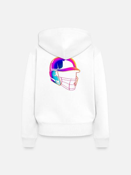 Baseball Helm 80er Jahre Stil - Frauen Premium Bio Zip Hoodie - Weiß