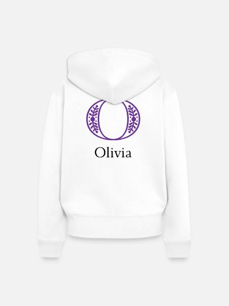 Ornamentelles O-Blattwerk Logo - Frauen Premium Bio Zip Hoodie - Weiß