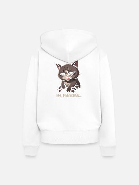 Grummelkatze Ew, Menschen – Shirtmotiv - Frauen Premium Bio Zip Hoodie - Weiß