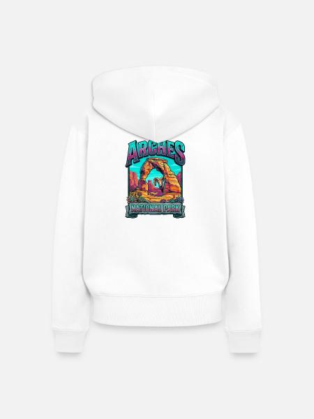 Arches Nationalpark Farbexplosion - Frauen Premium Bio Zip Hoodie - Weiß