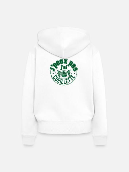 Grünes Blumenkorbabzeichen - Frauen Premium Bio Zip Hoodie - Weiß