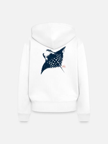Rochen mit Kanji Stempel - Frauen Premium Bio Zip Hoodie - Weiß
