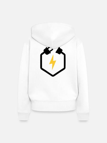 Elektriker Stecker Energie Blitz Logo - Frauen Premium Bio Zip Hoodie - Weiß