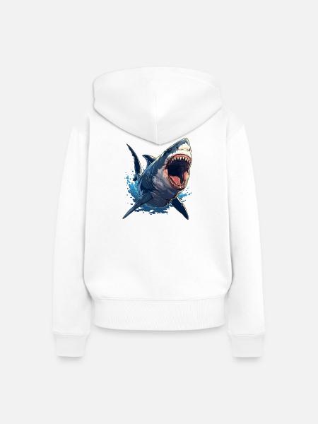 Haie Hai - Frauen Premium Bio Zip Hoodie - Weiß