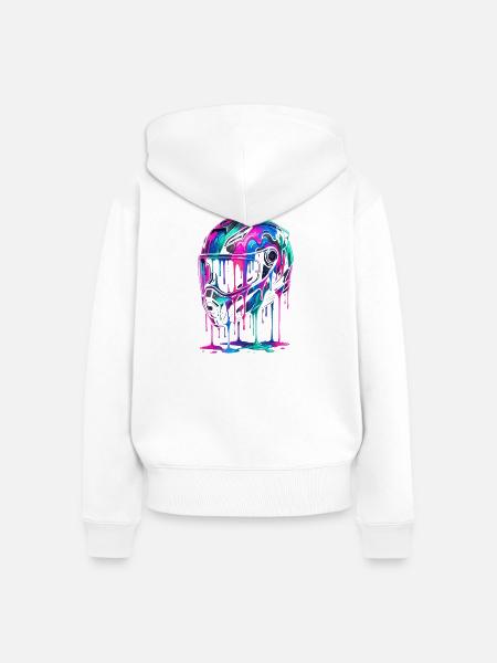 Neon Tropfhelm Kunst - Frauen Premium Bio Zip Hoodie - Weiß