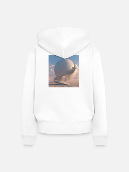 Spiralstiege zur Mondkugel - Frauen Premium Bio Zip Hoodie - Weiß