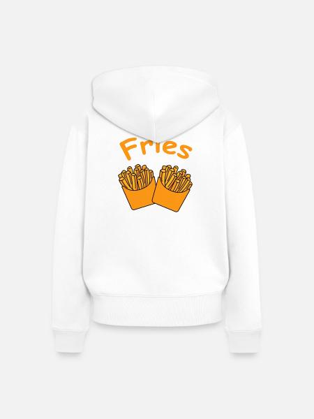 Fries Duo Cartoon GelbOrange - Frauen Premium Bio Zip Hoodie - Weiß