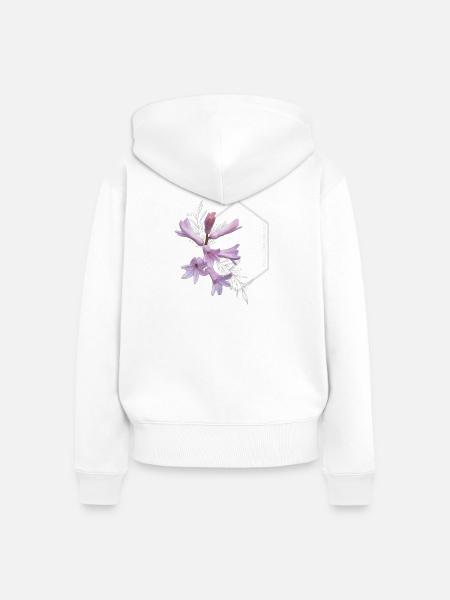 Du bist wunderschön – elegantes rosa Blumendesign - Frauen Premium Bio Zip Hoodie - Weiß