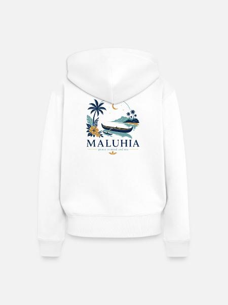 Maluhia-Ozeanfrieden - Frauen Premium Bio Zip Hoodie - Weiß