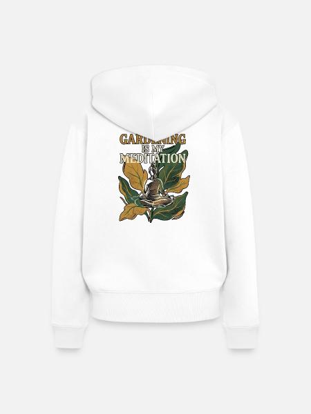 Meditation Gardening - Frauen Premium Bio Zip Hoodie - Weiß