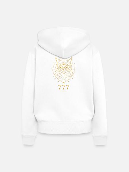777 Mystische Eule - Frauen Premium Bio Zip Hoodie - Weiß