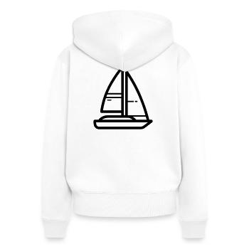catamaran - Sweat à capuche zippé Premium bio Femme - blanc - Dos - AI Model Female 172 light (172cm)