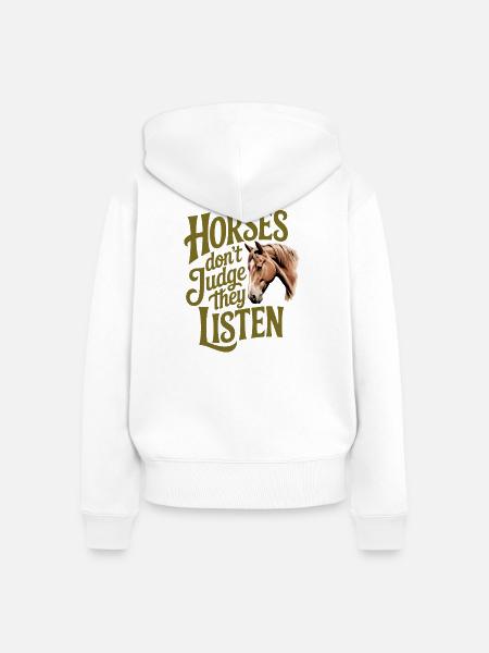 Pferde hören zu - Frauen Premium Bio Zip Hoodie - Weiß