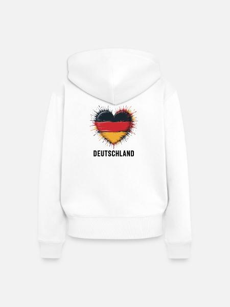 Deutschland Herzflagge - Frauen Premium Bio Zip Hoodie - Weiß