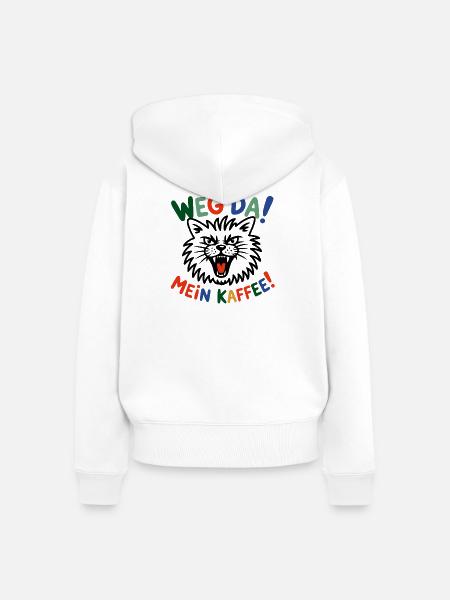 Weg Da Mein Kaffee - Frauen Premium Bio Zip Hoodie - Weiß