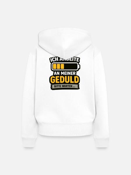 Geduld-Upgrade: Bitte Warten - Frauen Premium Bio Zip Hoodie - Weiß