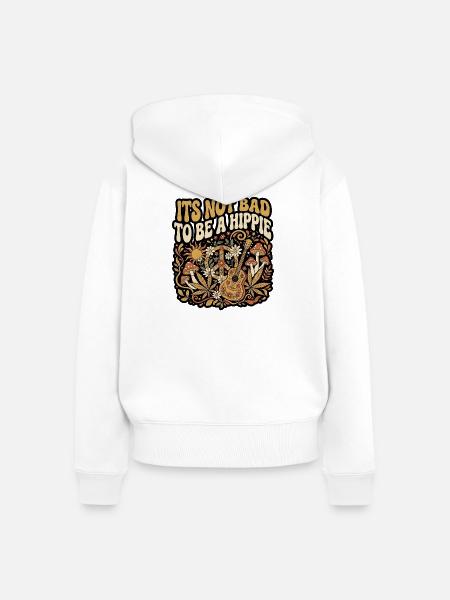 Hippie Frieden 60er - Frauen Premium Bio Zip Hoodie - Weiß