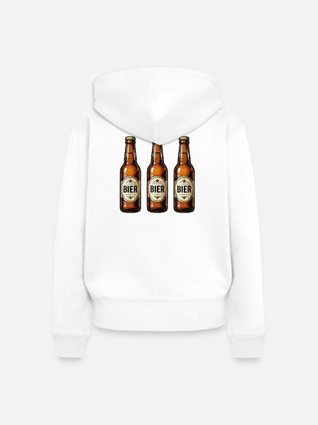 Bier Trio Cartoon - Frauen Premium Bio Zip Hoodie - Weiß