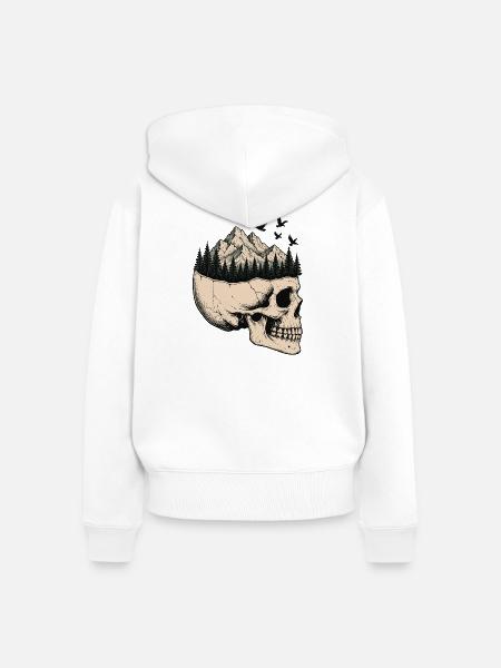 Skull Mountain Landschaft - Frauen Premium Bio Zip Hoodie - Weiß