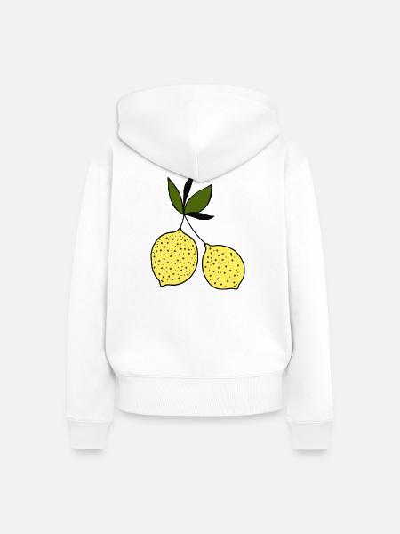 Handgezeichnetes Zitronen-Duo - Frauen Premium Bio Zip Hoodie - Weiß