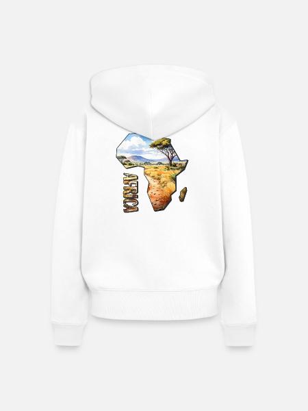 Afrika Savanne Konturkarte - Frauen Premium Bio Zip Hoodie - Weiß