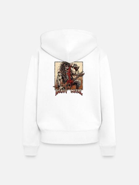 Heavy Metal 80s Dämon - Frauen Premium Bio Zip Hoodie - Weiß