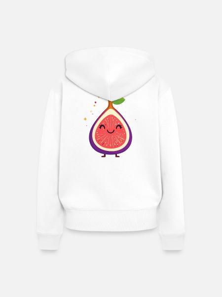 Kawaii Feigenfigur - Frauen Premium Bio Zip Hoodie - Weiß