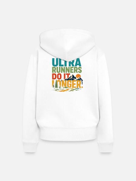 Ultraläufer machen es länger - Frauen Premium Bio Zip Hoodie - Weiß