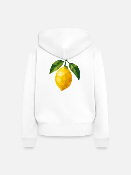 Geometrische Zitrone | Polygon Fruchtmotiv - Frauen Premium Bio Zip Hoodie - Weiß