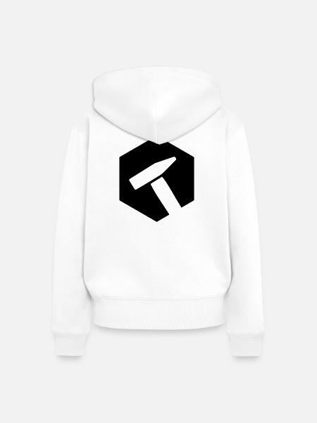 Schrauber Hammer Sechskantschraube - Frauen Premium Bio Zip Hoodie - Weiß