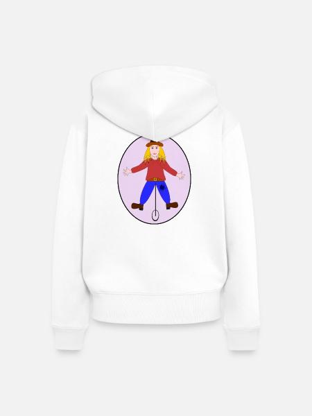 Einradfahrerin mit Patchkunst - Frauen Premium Bio Zip Hoodie - Weiß