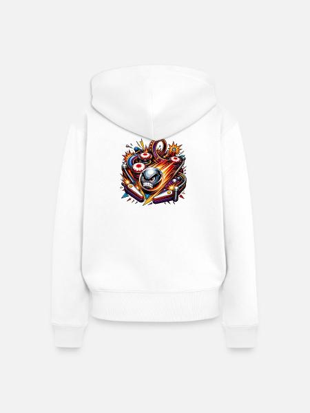 Wütender Ball im Pinball-Kosmos - Frauen Premium Bio Zip Hoodie - Weiß